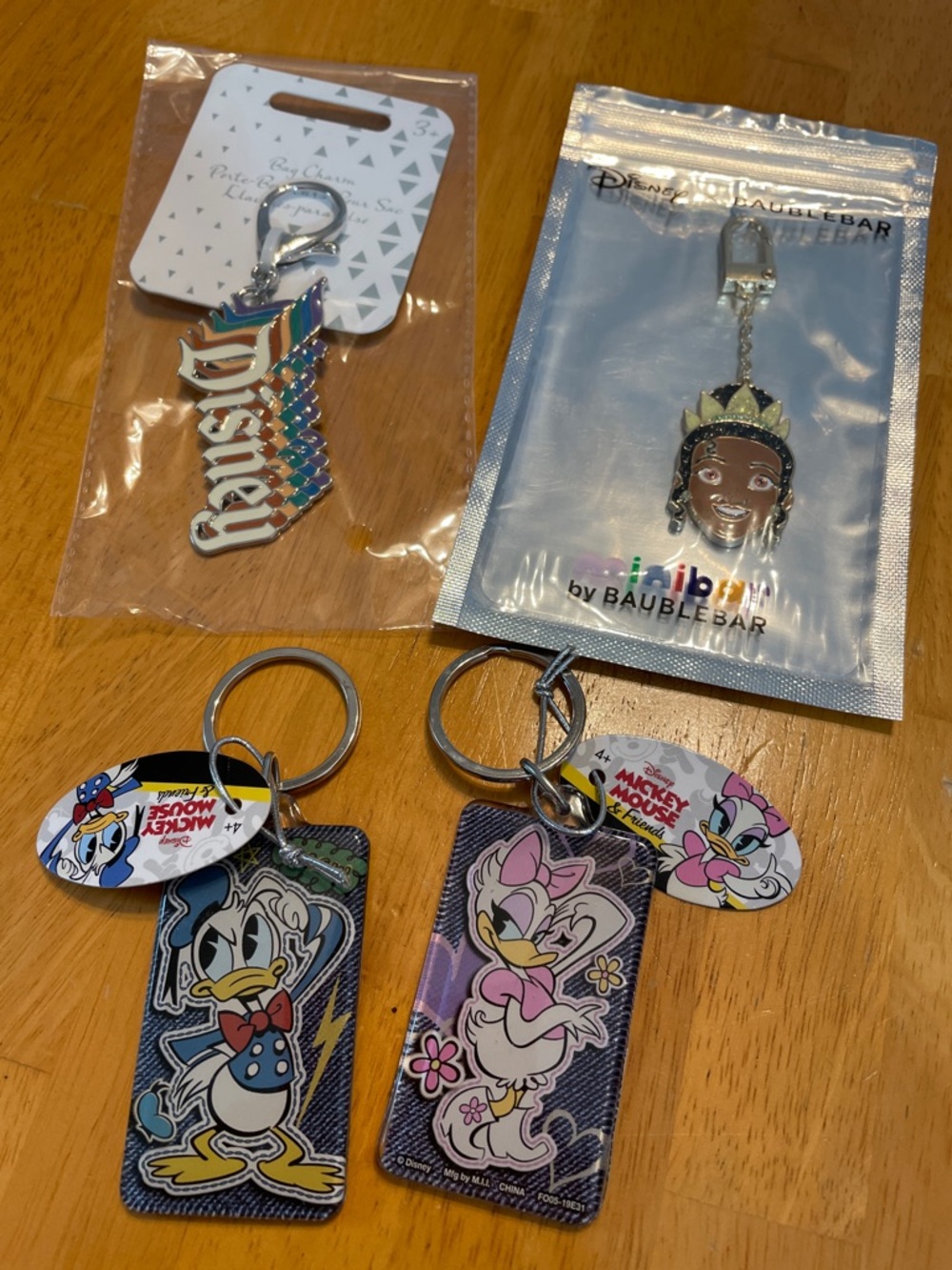 Disney Keychain Bag Charm Lot of 4 NWT Baublebar Donald Daisy Tiana